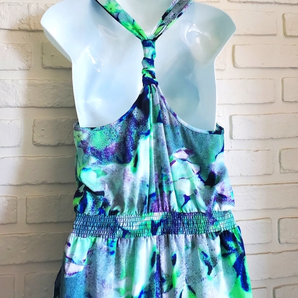 Charlie Jade Jumpsuit Jumper  Floral Tropical Racerback Green Blue Purple Small - Picture 9 of 12